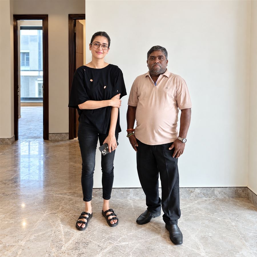 With a leading film personality at a client residence